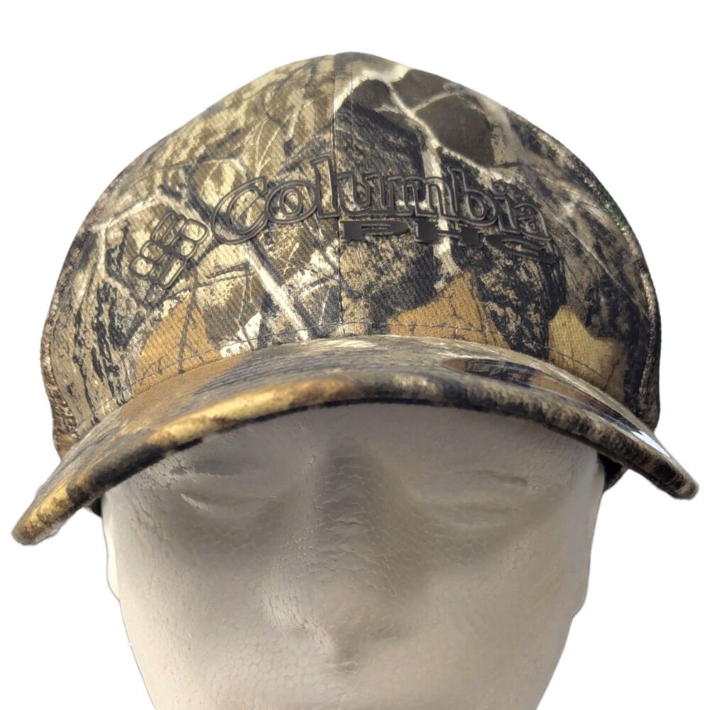 Columbia PHG Camo Fitted Trucker Hat Realtree Edge Flexfit Cap Hunting Gear L/XL